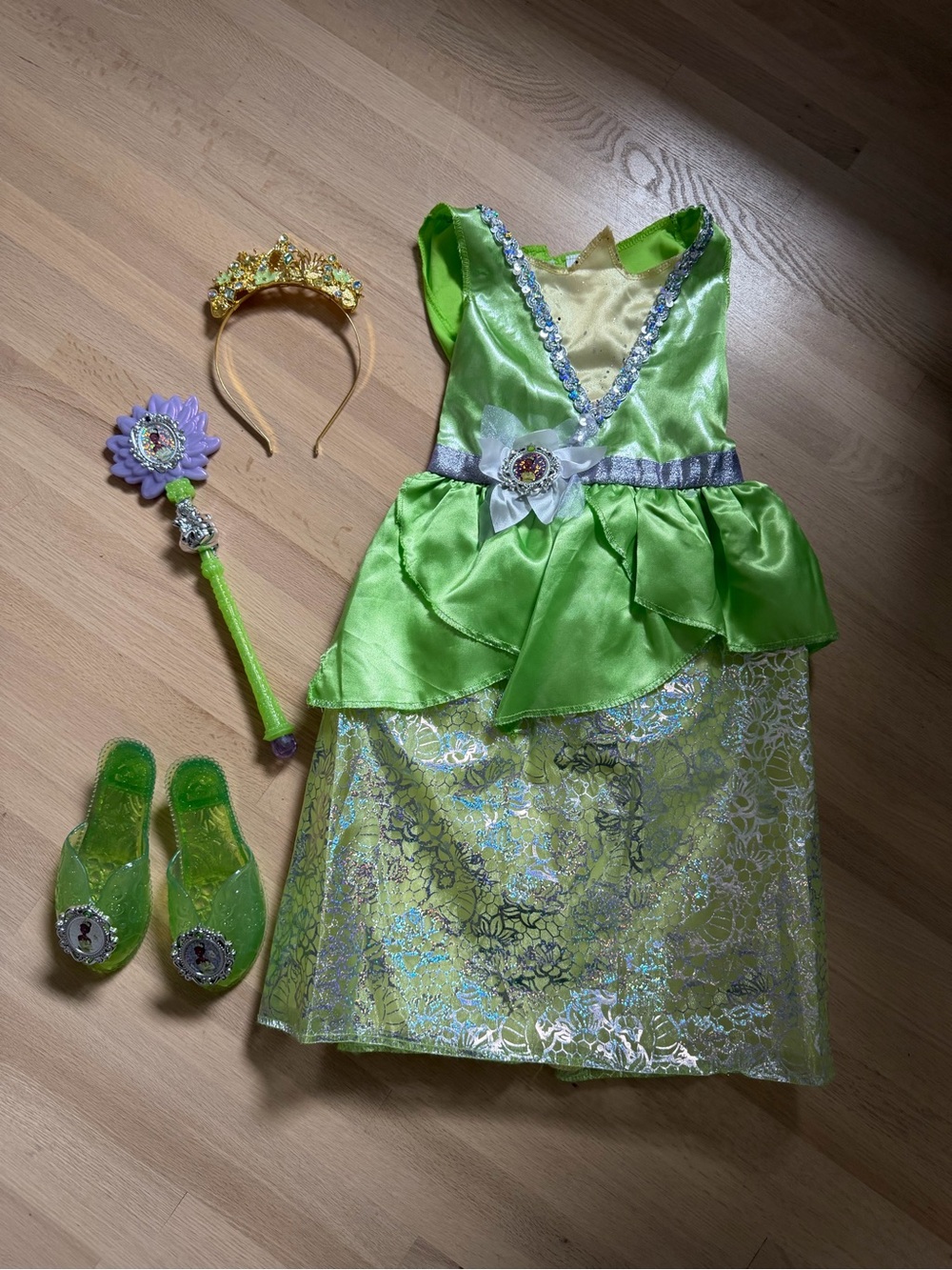 Disney Princess Tiana Costume Dress with Accessories size 4-6